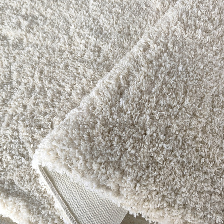 Beżowy dywan Kamel 80x150 - Pluszowy dywan typu shaggy, gładki, jasny kolor kremowy (ecru)
