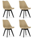 Krzesła kuchenne MARK z tworzywa (4 sztuki) - Beżowe krzesła kuchenne z poduszką