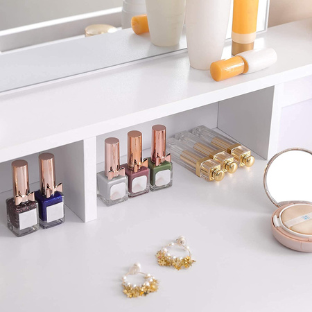 Biała toaletka do makijażu z dużym lustrem i szufladami VASAGLE RDT113W01