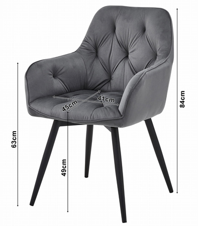 "Krzesło JORK360 - ciemny beż aksamit / nogi czarne x 1"