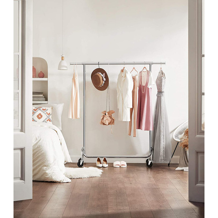 Metalowy stojak na ubrania na kółkach - Chromowany wieszak na ubrania - HSR11S SONGMICS