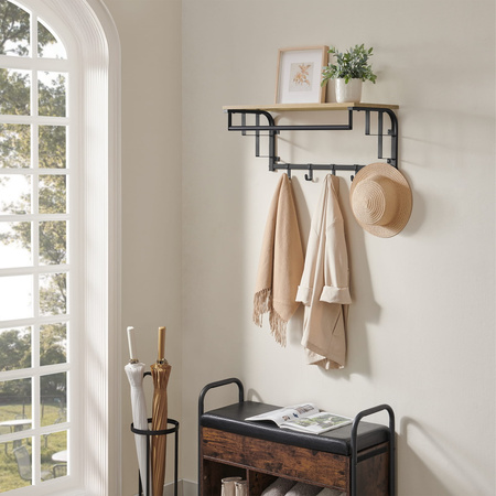 Wieszak ścienny z półką - Industrialna półka wisząca (Dąb Sonoma) VASAGLE LCR012B11