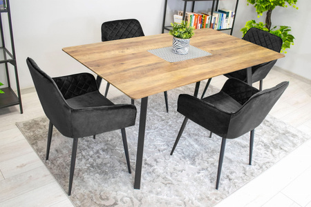 Czarne fotele do jadalni NOLA (2 sztuki) - Tapicerowane krzesła z podłokietnikami