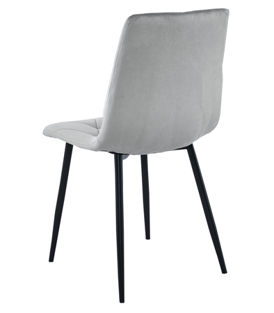 Pikowane krzesło glamour LIBRA - Welurowe krzesło w kolorze srebrnym / szarym