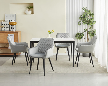 "Krzesło NANA - aksamit srebrno-szary / nogi czarne x 2"