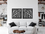 DEKORACYJNY PANEL AŻUROWY, FOREST, DRZEWA, DEKORACJA ŚCIENNA 3D, ORNAMENT, DYPTYK , CZARNY