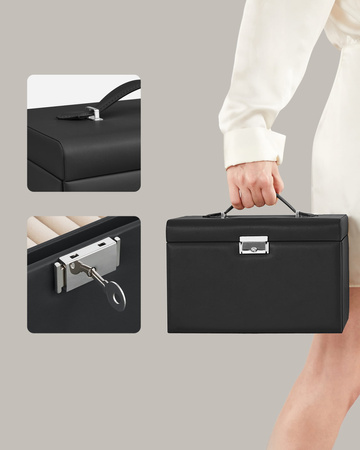 Czarna szkatułka na biżuterię - Organizer na biżuterię - SONGMICS JBC121B