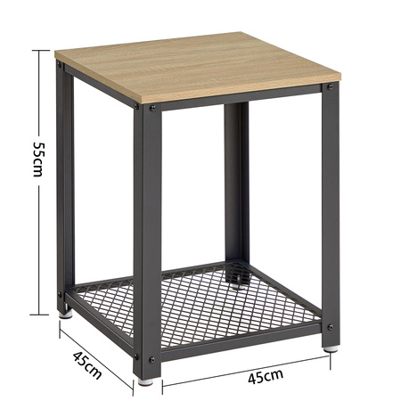 Stolik nocny - Kwadratowy stolik pomocniczy Loft z półką (Dąb Sonoma) VASAGLE LET041B11