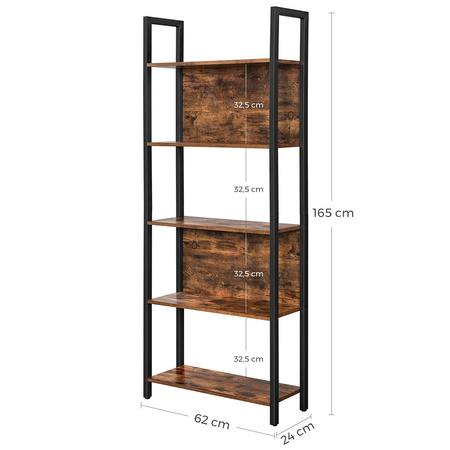 Regał do salonu Loft - Rustykalna półka na książki - Biblioteczka - VASAGLE LLS025B01V1