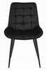 Czarne welurowe krzesło BERA z wygiętym siedziskiem - Pikowane krzesło do jadalni