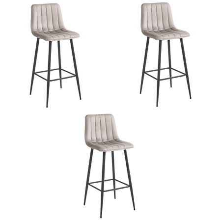 Hoker POZZA - aksamit ciemny beż / nogi czarne x 3