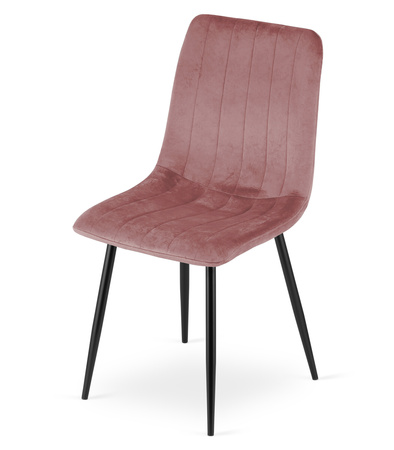 "Krzesło LAVA - różowy aksamit / nogi czarne x 4"
