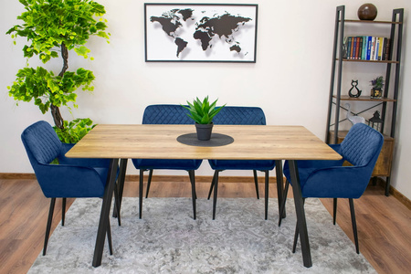 Tapicerowane krzesło kubełkowe AMALFI - Granatowe, pikowane krzesło z podłokietnikami