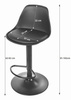 Krzesła barowe HOGA z tworzywa - Czarne hokery z tapicerowaną poduszką i czarną podstawą x2