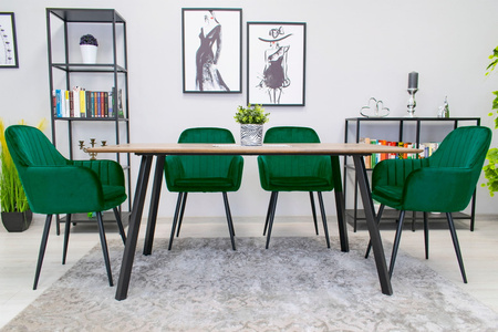 Tapicerowane krzesła z podłokietnikami LUGO butelkowa zieleń - Fotele do jadalni (2 sztuki)