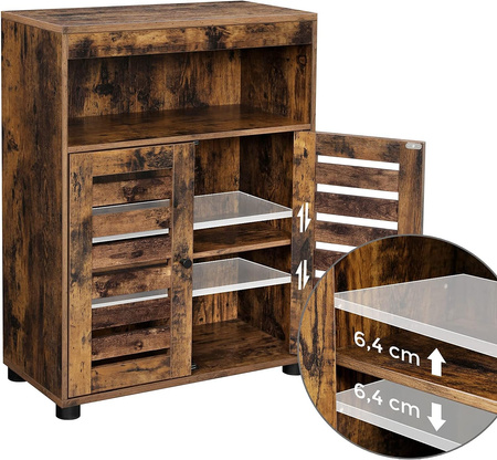 Duża brązowa szafka łazienkowa Loft - Industrialny regał łazienkowy - VASAGLE BBK44BXV1