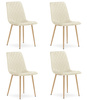 "Krzesło TURIN - jasny beż aksamit / nogi kolor drewna x 4"