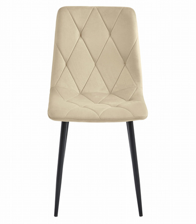Beżowe krzesło LIBRA w stylu skandynawskim - Tapicerowane krzesło do jadalni