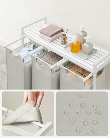 Biały kosz na pranie 114l Loft - Kosz na bieliznę 3 komory - VASAGLE BLH301W01