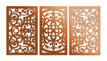 DEKORACYJNY TRYPTYK AŻUROWY, FLORELLE, DEKORACJA ŚCIENNA 3D, ORNAMENT, 72 x 140 cm, BIAŁY