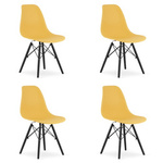 Krzesła OSAKA z tworzywa - Na czarnych nogach, musztardowe krzesła kuchenne (komplet 4)