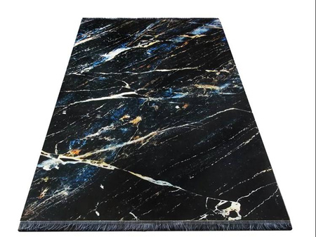Dywan nowoczesny marmurowy Black and Gold 02 – czarny 80x150 cm