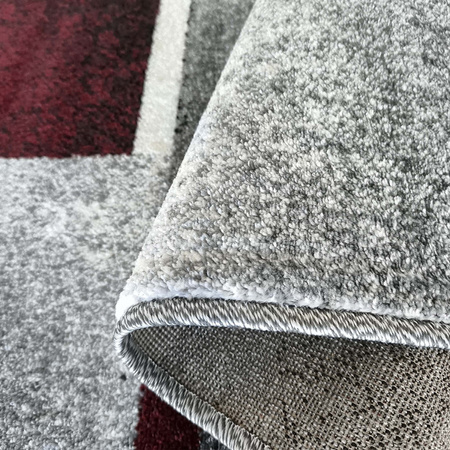 Nowoczesny dywan geometryczny szary z czerwonymi elementami OTTO 09 - 200x290 cm