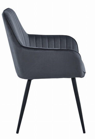 Ciemnoszare krzesło SOLDEN - Nowoczesne, tapicerowane krzesło z podłokietnikami
