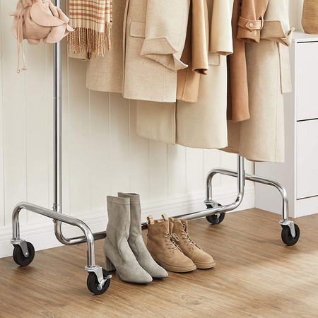 Metalowy stojak na ubrania na kółkach - Chromowany wieszak na ubrania - HSR11S SONGMICS