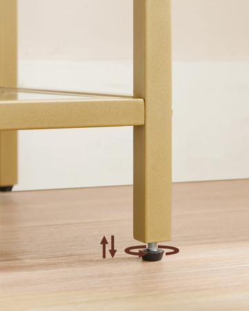 Złoty szklany regał do salonu Glamour - Metalowa 5-poziomowa połka - VASAGLE LGT051A61