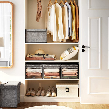 Organizer do szafy x3 - Szary pojemnik, pudełko do przechowywania z okienkiem RFB103G01