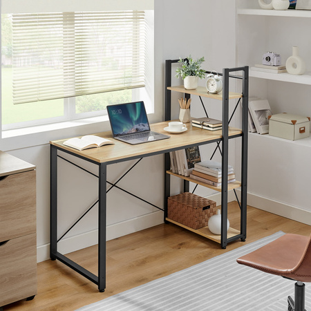 Loftowe biurko komputerowe z półkami - Biurko z regałem (Dąb Sonoma) VASAGLE LWD048B11