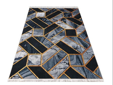 Dywan geometryczny marmurowy Black and Gold 04 szary 180x280 cm