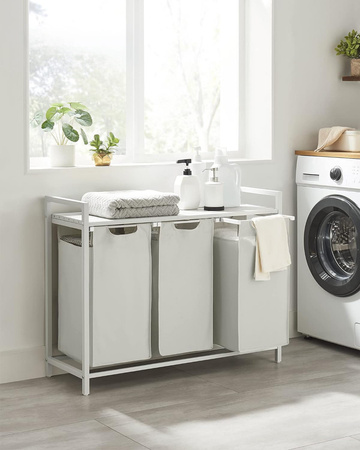 Biały kosz na pranie 114l Loft - Kosz na bieliznę 3 komory - VASAGLE BLH301W01