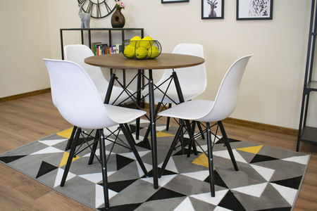 Średni skandynawski okrągły stół - jesionowy blat 80cm z drewnianymi czarnymi nogami TODI