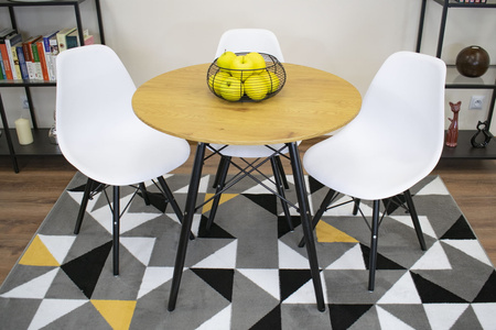 Okrągły stół jadalniany TODI 80cm - Stół w stylu skandynawskim z dębowym blatem