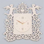 Efektowny zegar ścienny ANIOŁKI 50x50 cm wykonany w barokowym stylu, ORNAMENTI