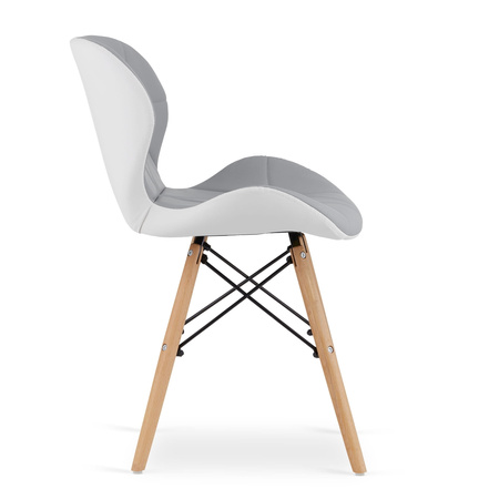 Krzesło tapicerowane biało-szare z drewnianymi nogami LAGO - Nowoczesne krzesło