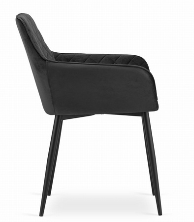 Czarne fotele do jadalni NOLA (2 sztuki) - Tapicerowane krzesła z podłokietnikami