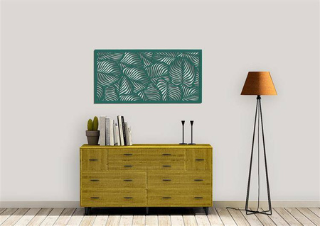 DEKORACYJNY PANEL AŻUROWY, LIŚCIE, DEKORACJA ŚCIENNA  3D, ORNAMENT 60 x 120 cm, CZARNY