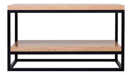 Stolik kawowy industrialny z półką metal plus drewno ETIUDA / prostokątna ława loft / 100 x 60 cm