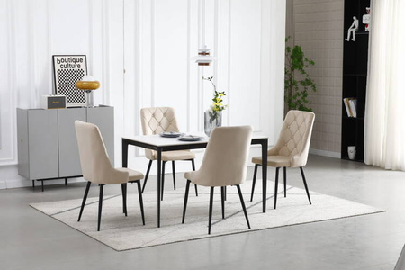 Beżowe krzesło CAPRI - Eleganckie, tapicerowane krzesło do jadalni
