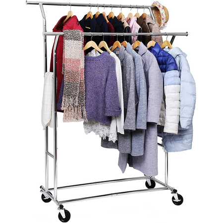 Stojący wieszak na kółkach - Podwójny stojak na ubrania - SONGMICS HSR12S