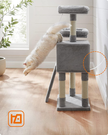 Niski drapak dla kota 115cm - Wieża, domek i pompony PCT141W01