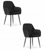 Czarne krzesła tapicerowane z podłokietnikami LUGO - Fotele do jadalni (2 sztuki)