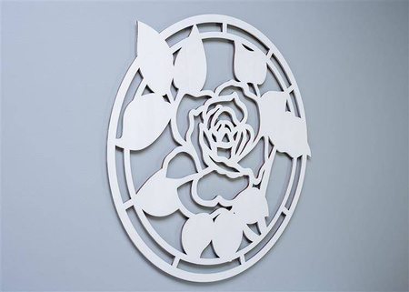 Dekoracyjny panel ażurowy, RÓŻA, DEKORACJA ŚCIENNA 3D,ORNAMENT, 60 cm, BIAŁY