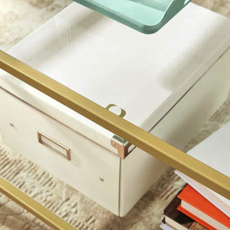 Ława do salonu ze szklanym blatem - Złoty, szklany stolik do salonu GLAMOUR VASAGLE LGT033A01