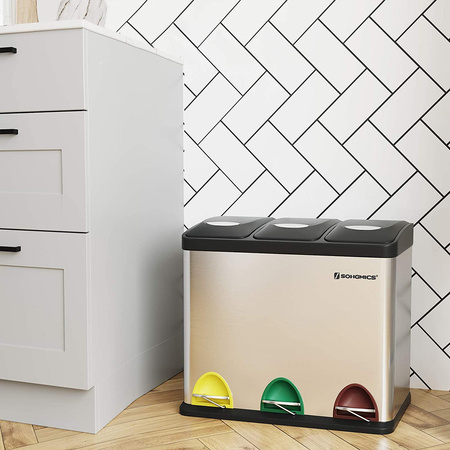 Kosz do segregacji śmieci - Duży srebrny kosz na śmieci - SONGMICS LTB24L