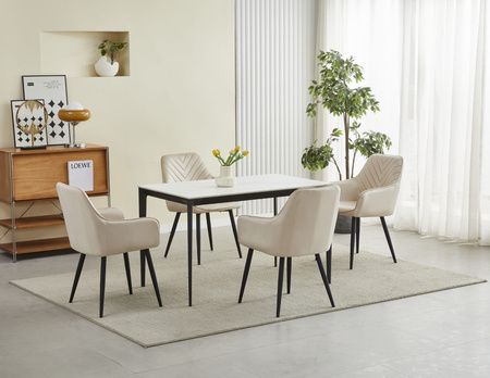 "Krzesło NANA - beż aksamit / nogi czarne x 2"