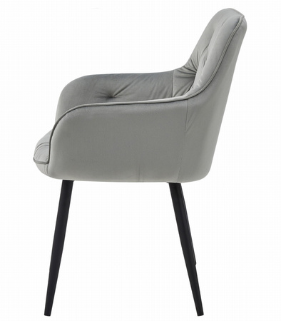"Krzesło JORK - aksamit srebrno-szary / nogi czarne x 2"